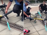 VIDEO. Poliţişti din Iași, filmaţi dezumflând roţi de la bicicletele a doi tineri