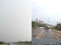 Momentul în care un fulger lovește în plin o camionetă. VIDEO