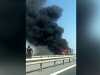 Un tir a luat foc pe Autostrada București-Piteși. De unde a pornit incendiul