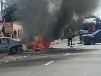 Accident cu două victime în Dâmbovița. Una dintre mașinile implicate a luat foc