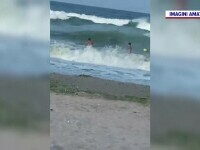 Ultimele imagini cu cei doi tineri dispăruți în mare, la Costinești, în timpul unei furtuni puternice | VIDEO