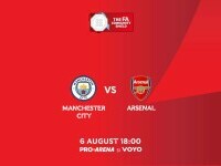 Manchester City și Arsenal se confruntă în Supercupa Angliei, LIVE, pe PRO ARENA și VOYO