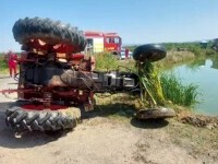 Tragedie pe o plantație de afine din Brașov. Un zilier a murit, după ce s-a răsturnat cu tractorul într-un lac