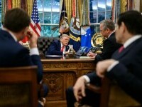 Casa Albă a postat o fotografie cu Donald Trump vorbind pe difuzor cu Vladimir Putin. Convorbirea a durat 40 de minute