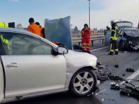 Accident pe A1, cu 9 maşini, aproape de București. Traficul a fost restricționat