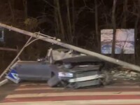 Galați: Un șofer și-a pierdut viața, după ce a derapat și a intrat cu mașina într-un stâlp de iluminat