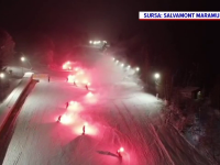 Spectacol cu torțe pe pe pârtia din Cavnic, la deschiderea oficială a sezonului de schi