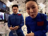 Lecție de știință transmisă în direct de pe Stația Spațială a Chinei, de astronauți. Elevii au fost încântați