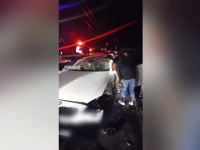 Accident grav în Cojasca. Două persoane au fost rănite după ce mașina în care se aflau a lovit un cap de pod
