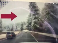 Video. Momentul în care un brad înalt, încărcat cu zăpadă, a căzut pe mașina unui bărbat