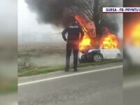 Un tânăr a murit carbonizat, după ce s-a izbit cu mașina de un copac, în Olt