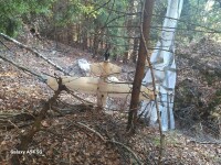 Dronă care are agățată o paraşută, găsită într-o pădure din Argeş. Autoritățile investighează proveniența aparatului