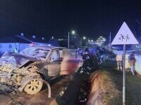 Accident cu cinci răniți în judeţul Vaslui. Două mașini s-au ciocnit frontal și au fost distruse. FOTO