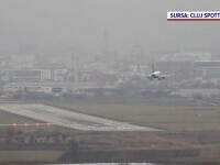 Cum a aterizat un avion pe aeroportul din Cluj-Napoca, în timpul unor rafale de 90 de km/h. Imagini spectaculoase