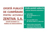 (P) Zentiva N.V. inițiază oferta publică de cumpărare a acțiunilor Zentiva S.A. (fosta Sicomed S.A., Fabrica de Medicamente)