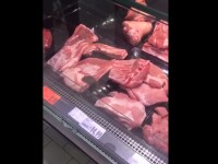 Șoarece filmat într-un supermarket din Curtea de Argeş. ”Vă mușcă, nu puneți mâna”