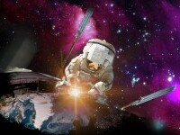 Astronaut care repară o navă spaţială