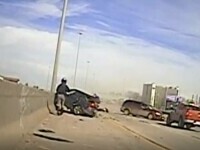 Accident teribil în SUA. Un polițist rutier a scăpat cu viață datorită unei decizii pe care a luat-o în ultima clipă