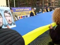 Refugiații au venit la manifestațiile din fața Ambasadei Ucrainei: „Am venit din Odessa și vrem să ne întoarcem în pace”