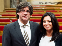 Marcela Topor, sotia sefului executivului catalan, si sotul ei Carles Puigdemont