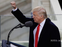 President Donald Trump pumps his fist after delivering his inaugural address after being sworn in as the 45th president of the United States during the 58th Presidential Inauguration at the U.S. Capitol in Washington