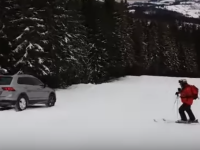 Mașină filmată coborând pe pârtia de schi de la Băișoara. ”A spus că a alunecat”. VIDEO