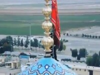 Steagul arborat de iranieni pe o moschee sfântă