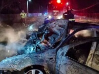 O tânără șoferiță din Galați a fost la un pas să ardă de vie în propria mașină