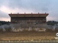 Momentul spectaculos cu demolarea unui stadion. VIDEO