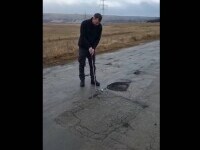 Video. Protest inedit în Vaslui. Un bărbat a jucat golf în găurile din asfalt