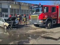 O mașină a luat foc într-o parcare din centrul orașului Târgovişte