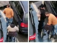 Bărbatul în scaunul cu rotile care se ridică și merge, urcând în mașina prietenilor. „Miracolul” din Brașov, filmat