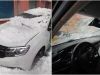 Mașini avariate în Alba Iulia, după ce bucăți de gheață au căzut de pe acoperișuri. Autorităţile locale au emis avertizări