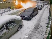 Momentul exploziei de la sediul Poliției Lugoj. Sunt suspiciuni că ar exista o pungă de gaz în subteran. VIDEO