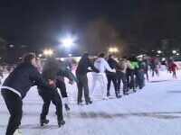 Distracție pe gheață în parcul Cișmigiu. Bucureștenii au ignorat frigul și au transformat patinoarul în atracția serii