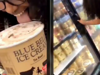 Femeie filmată în magazin în timp ce linge o înghețată, apoi o pune la loc în frigider