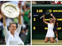 Primel imagini cu Simona Halep cu trofeul de la Wimbledon