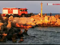 Momentul în care o șalupă a luat foc în Eforie Nord. Ce au văzut martorii