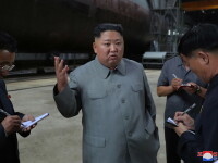 Liderul de la Phenian, Kim Jong-un, a inspectat un nou submarin nord-coreean. FOTO