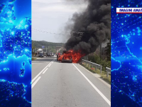 O mașină a ars ca o torță pe un drum din Gorj. Ce a pățit șoferul