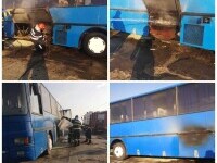 Un autocar în care se aflau peste 20 de elevi a luat foc, în Botoșani