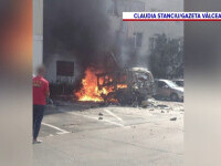 O dubă a explodat în Râmnicu Vâlcea. Șoferul a fost aruncat în aer câţiva metri. VIDEO