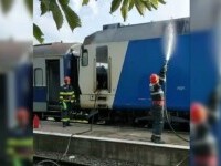 O locomotivă a luat foc în Gara din Târgoviște, la un tren de călători