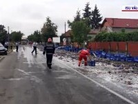 Femeie rănită de lăzile cu bere răsturnate dintr-un TIR, la Drăgășani