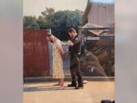 Un bărbat într-o rochie a furat un autobuz școlar și apoi a distrus casa fostei soții cu un excavator. FOTO