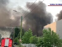Incendiu la o hală industrială, în Brașov. Flăcările au cuprins mai bine de 100 de metri pătrați
