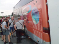 Momente de groază pentru pasagerii unui autocar aproape de vama din Vaslui. Roțile au luat foc din cauza temperaturilor mari
