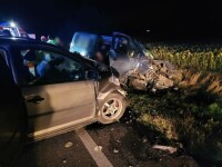 Accident grav în Olt: Un mort și nouă răniți, după ce un autoturism s-a ciocnit cu un microbuz. VIDEO