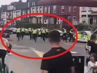 VIDEO. Noi imagini de la violențele din Leeds. Polițiștii britanici, filmați când fugeau din calea românilor furioși