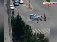 Mașină a poliției cu doi reținuți, lovită de o șoferiță începătoare. Ce s-a întâmplat după accident